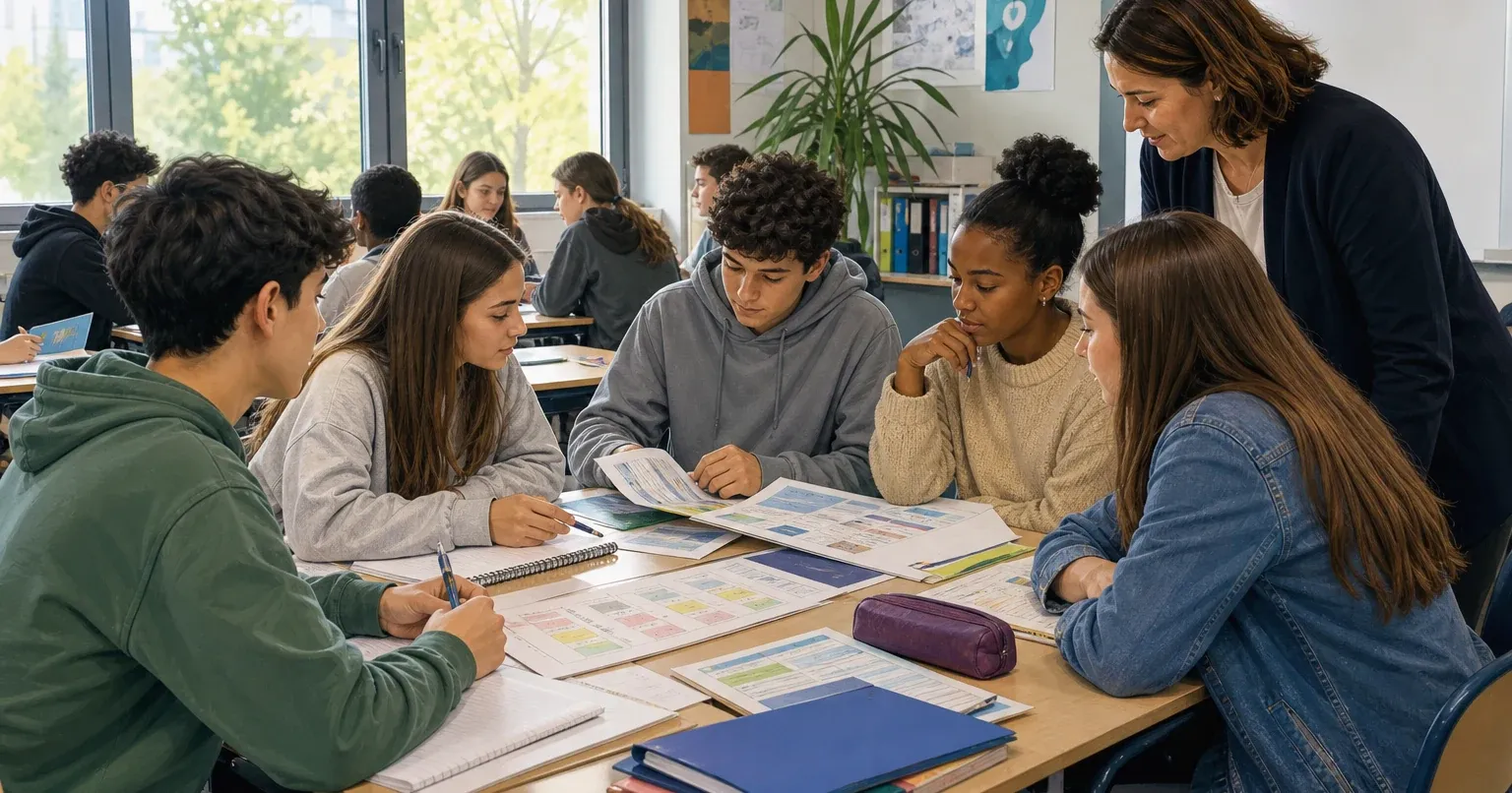 Élèves de troisième préparant leur passage en seconde dans une salle de classe